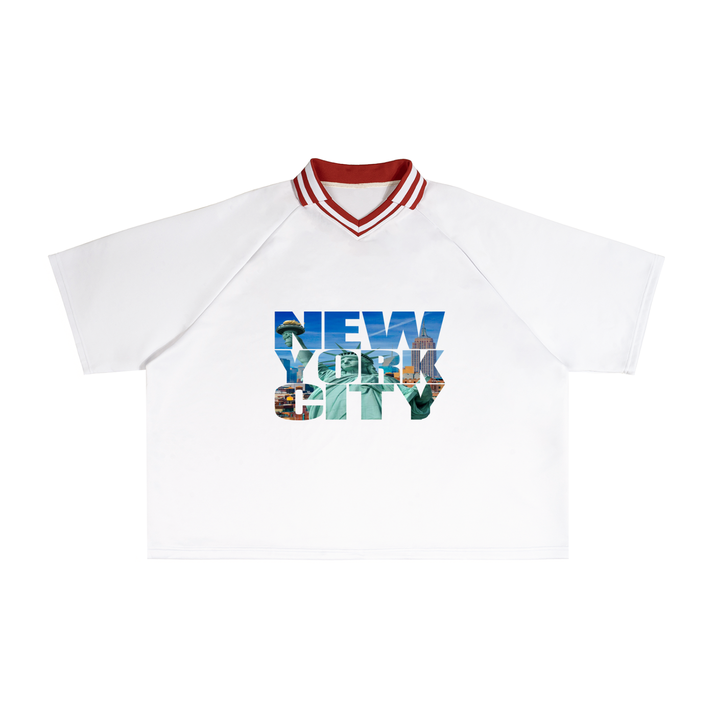 Contrast Lapel Collar Boxy T-Shirt